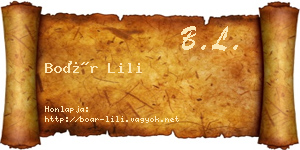 Boár Lili névjegykártya